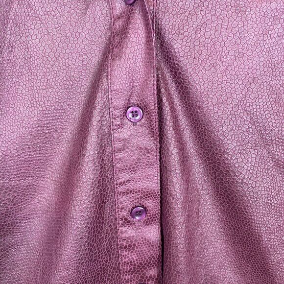 Chico's Medium Button Up Jacket Faux‎ leather Burgundy Lightweight Animal Print - Picture 4 of 11